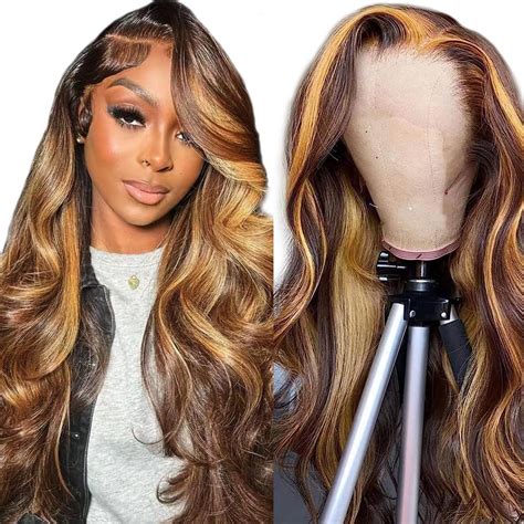 Amazon Honey Blonde Lace Front Wig Human Hair 4 27 Highlight Ombre 13x6 HD Lace Front Wigs