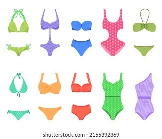 Doodle Bikini Set Summer Swimming Suits Stock Vector Royalty Free