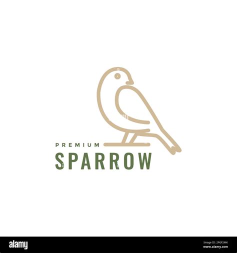 Bird Sparrow Perched Branch Line Modern Minimal Logo Design Vector