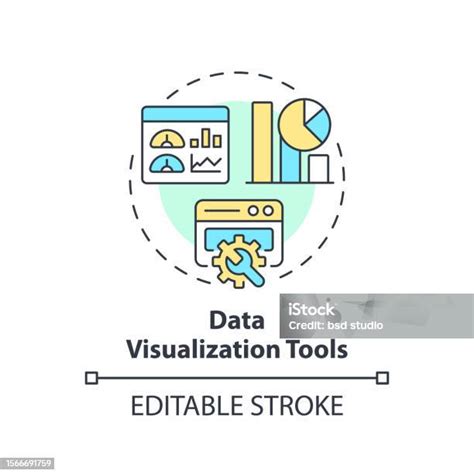 Alat Visualisasi Data 2d Konsep Ikon Linier Ilustrasi Stok Unduh