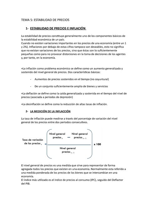 TEMA 5 Tema 5 TEMA 5 ESTABILIDAD DE PRECIOS 1 ESTABILIDAD DE