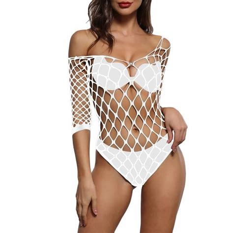 Dpois Body En R Sille Sexy Femme Fishnet Combinaison De Nuit Bodysuit Erotique Lingerie