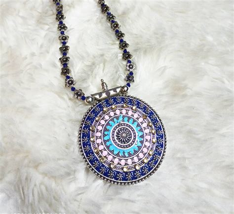 Handmade Enamel Oxidised Pendant Necklace/beaded Traditional - Etsy UK