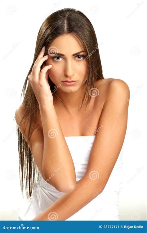 Brunette With Blue Eyes Posing Stock Image Image Of Girl Cute