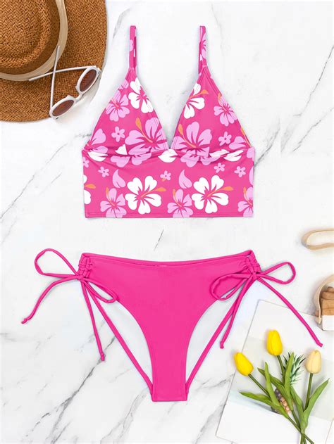Popular Custom Floral Print Two Piece Swimsuit Sexy Bikini Set Women Luxury Swimwear