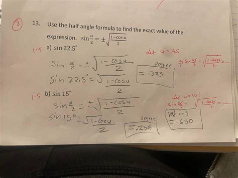 Solved Use the half angle formula to find the exact value of | Chegg.com