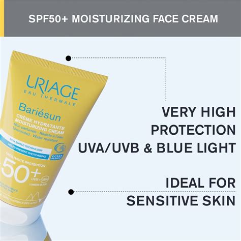 URIAGE Bariesun Moisturizing Cream SPF50+ Unscented + Water Resistant ...