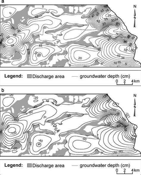 Annual Groundwater Depth Changes For A Wet High Scenario And B Dry