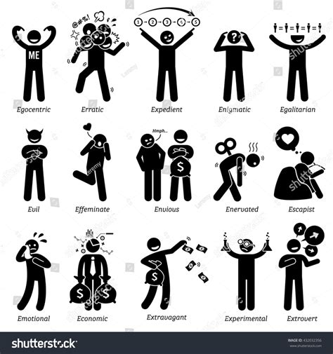 Negative Neutral Personalities Character Traits Stick Stock