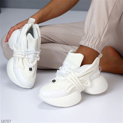 Купить Крутые дизайнерские белые женские кроссовки сникерсы на ...