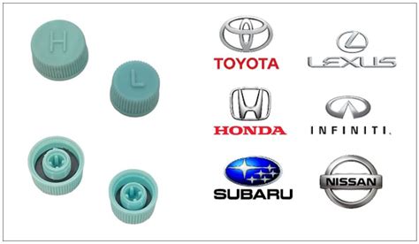 Колпачки на заправочный порт кондиционера "L+H" на Toyota,Lexus,Nissan ...