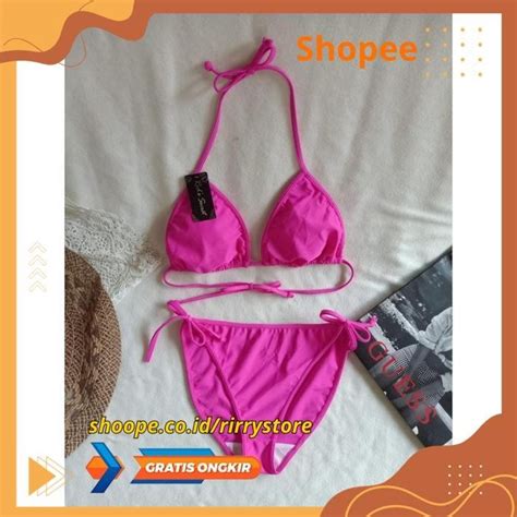 Jual BIKINI PANTAI SEGITIGA IKAT WITH FOAM BK 3301 R PINK STABILO BIKINI PANTAI SEGITIGA IKAT