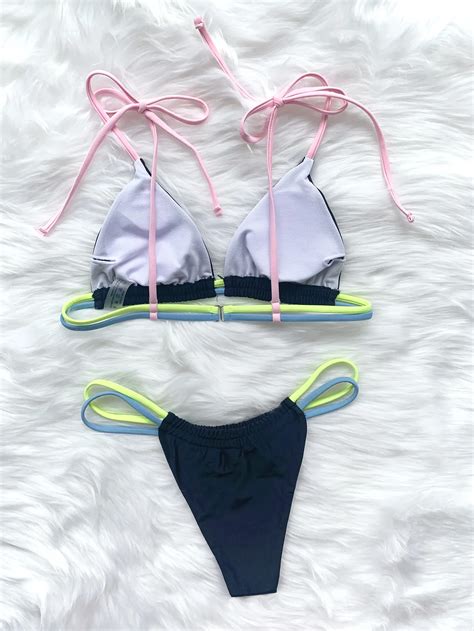 Triangle Micro Bikini With Padded Swimsuit For Women Brazilian Bottom Thong String Bikinis Top