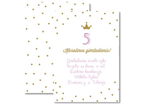 Vaikų Gimtadienio Kvietimas Princesė Popierinė Išskirtiniai Kvietimai