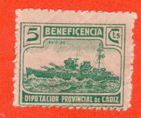 ESPAÑA 1937 1938 GÁLVEZ 172A Locales Cádiz Beneficencia Acorazado