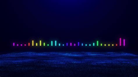 Bright glowing animation of an equalizer with Sound waves of particles