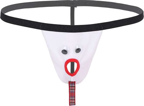 TiaoBug Mens Xmas Snowman Costume Underwears G String Hole Bulge Pouch T Back Thongs Lingerie