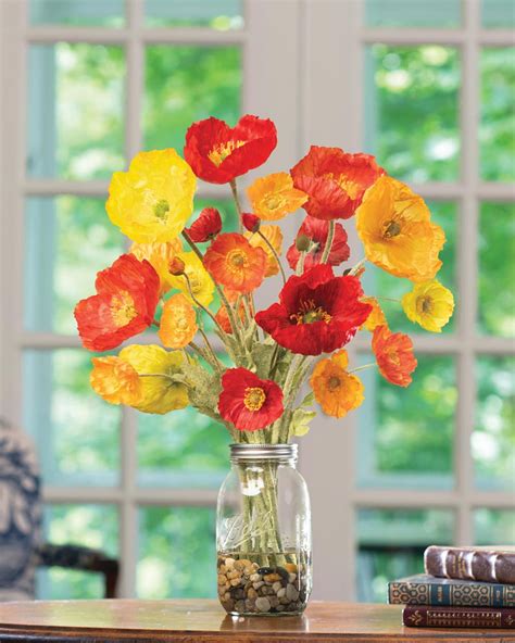 shop colorful poppy plentitude faux flower arrangement  petals