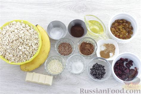 Рецепт: Овсяные батончики с сухофруктами, бананом, шоколадом и кофе на ...