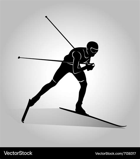 Silhouette of cross-country skiing Royalty Free Vector Image