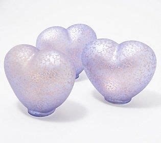 Set Of 3 Illuminated Mercury Glass Hearts By Valerie QVC Glass