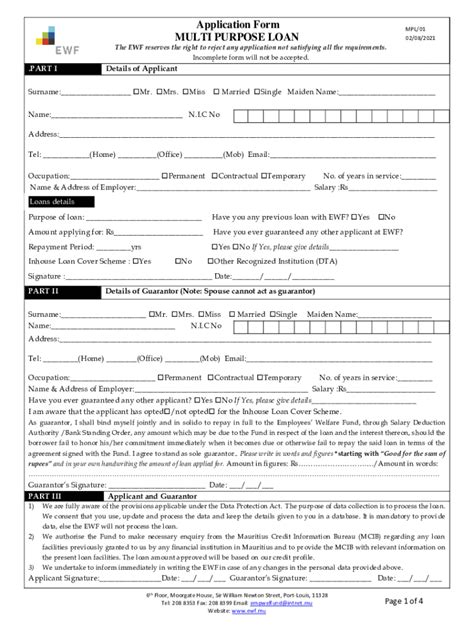 Fillable Online Application Form MPL 01 MULTI PURPOSE LOAN Fax Email