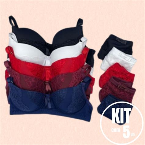 Kit Conjuntos Lingerie Calcinha E Suti Fio Duplo Sensual Luxo Cores Variadas Shopee Brasil