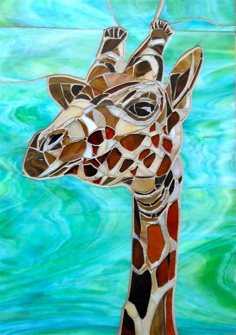 Giraffe Mosaic Greetings Card Mosaic Art Giraffe Card | Картины с ...