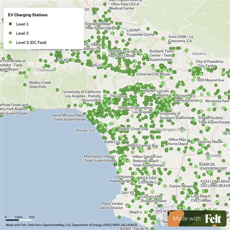 Electric Vehicle Charging Stations in the city of Los Angeles, California