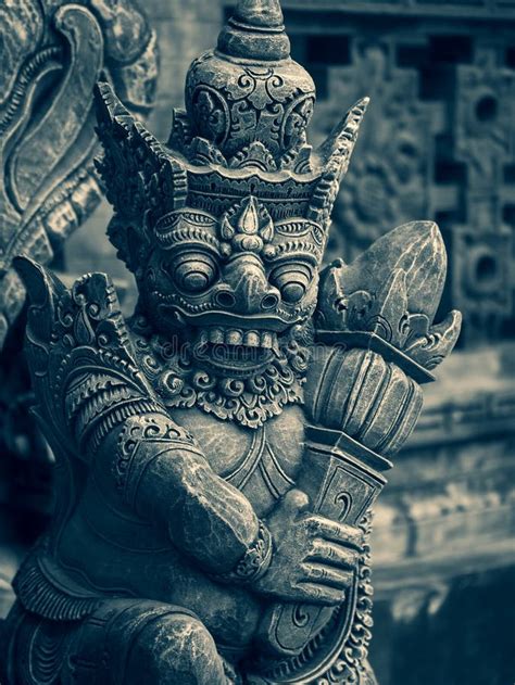 Traditional Stone Statues Depicting Demons In Baliindonesia Stock