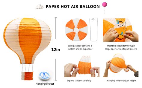 Amazon Hanging Hot Air Balloon Paper Lanterns Set Party Decoration Birthday Wedding