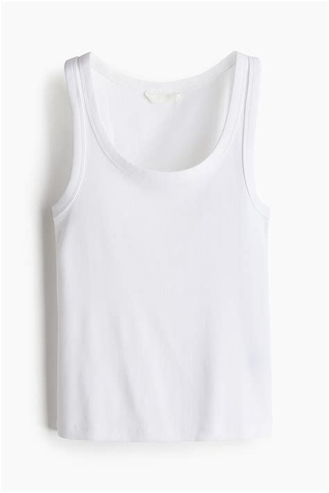 Womens White Ribbed Tank Top Handm Ca