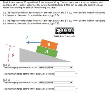 answered block    mass   kg  block    mass   kg