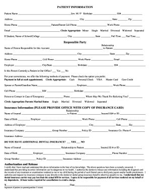 Fillable Online Patient Name Sex M F Birthdate Ss Fax Email Print Pdffiller