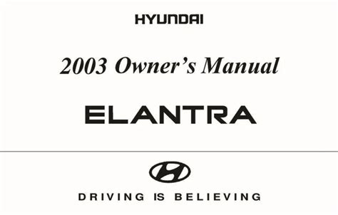 2003 Hyundai Elantra Owners Manual Free Pdf