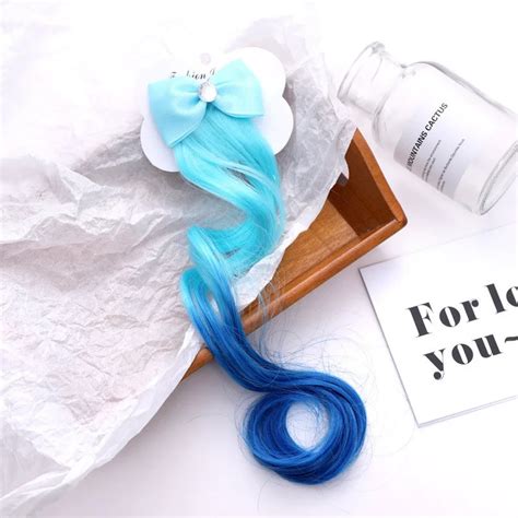 Новые милые градиентные цветные парики для девочек, бант, заколки для ...