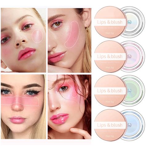 4 Pack Color Changing Clear Color Changing Gel Natural Nude Makeup Rouge 4 Colors Powder Blush