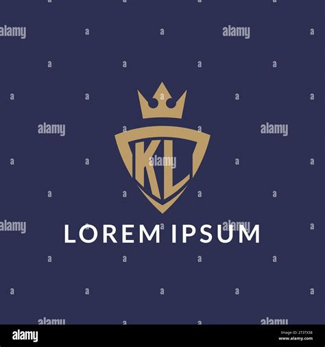 Kl Logo With Shield And Crown Monogram Initial Logo Style Vector File