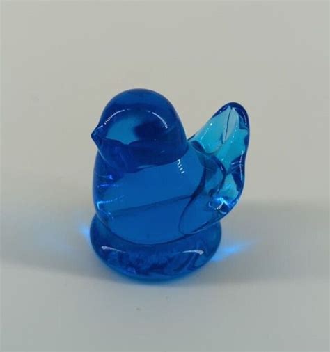 Blue Bird Of Happiness Glass Figure Signed Leo Ward 1997 Decorative