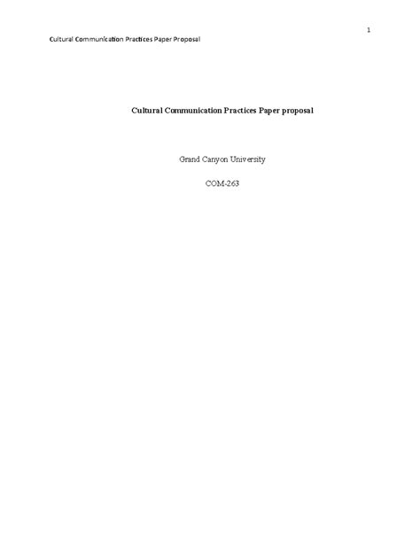 Cultural Communication Practices Paper proposal - The reason I chose