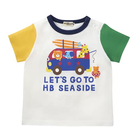 HOT BISCUITS ミキハウス ビーンズ 乗り物半袖Tシャツ アウトレット 黄 マルチカラー cm cm cm cm