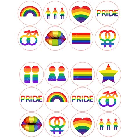 X Pre Cut LGBT Gay Pride Round Edible Wafer Cupcake Toppers Cake Decoration Buy Now With