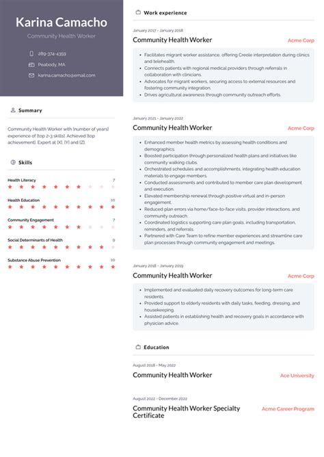 Community Health Worker Resume Examples And Templates