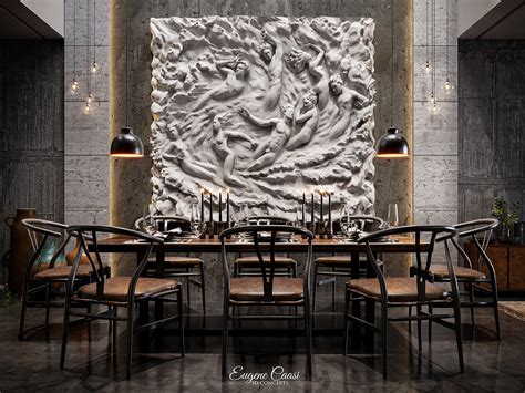 brutalist dining area behance