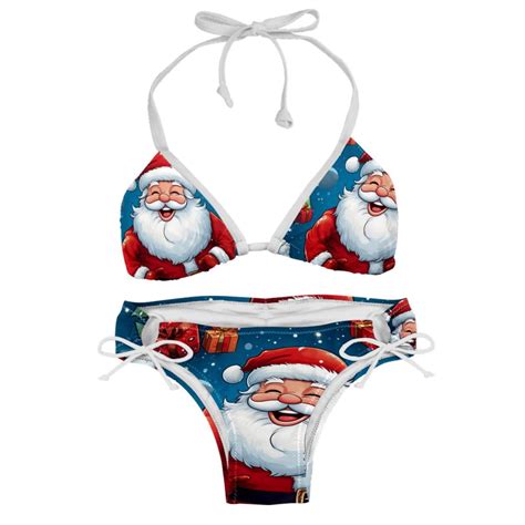 Santa Claus Detachable Sponge Adjustable Strap Bikini Set Two Pack Swim