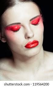 Portrait Beautiful Sexy Brunette Girl Red Stock Photo Shutterstock