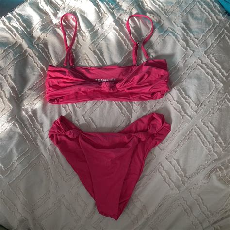 Frankies Bikinis Hot Pink Swimsuit Set Top Depop
