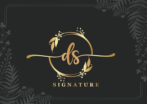 Dise O De Logotipo Ds Inicial De Firma De Lujo Hoja Y Flor Aisladas