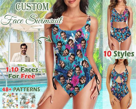 Custom Face Swimsuit Custom Photo Bikini Custom Face Swimsuit For Women Beach Bachelorette