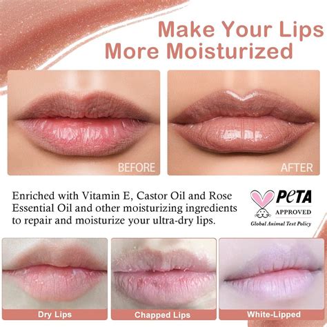 Oulac Nude Lip Gloss High Shine Liquid Lipstick Shimmer Finish Hydrating Lip Balm For Dry